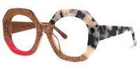 Karida - Geometric Shiny/Gold Eyeglasses | Vooglam Front View