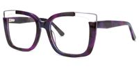 Angelia - Square Purple/Floral Eyeglasses | Vooglam Front View