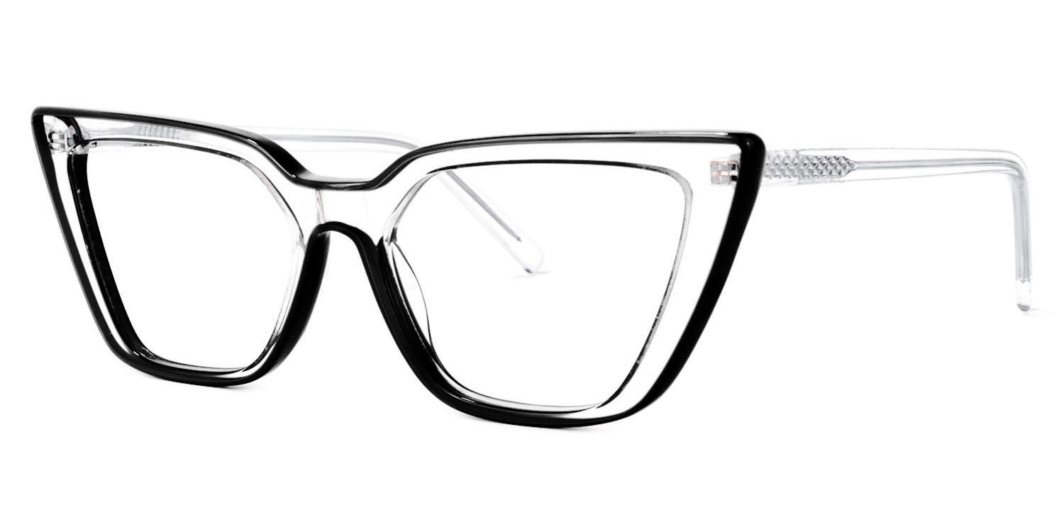 Lyuba - Bold Minimalism Rectangle Black Glasses | Vooglam Front View