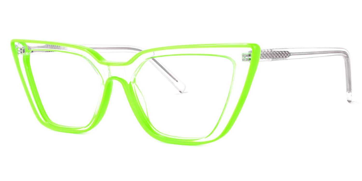 Lyuba - Rectangle Green Eyeglasses | Vooglam Front View