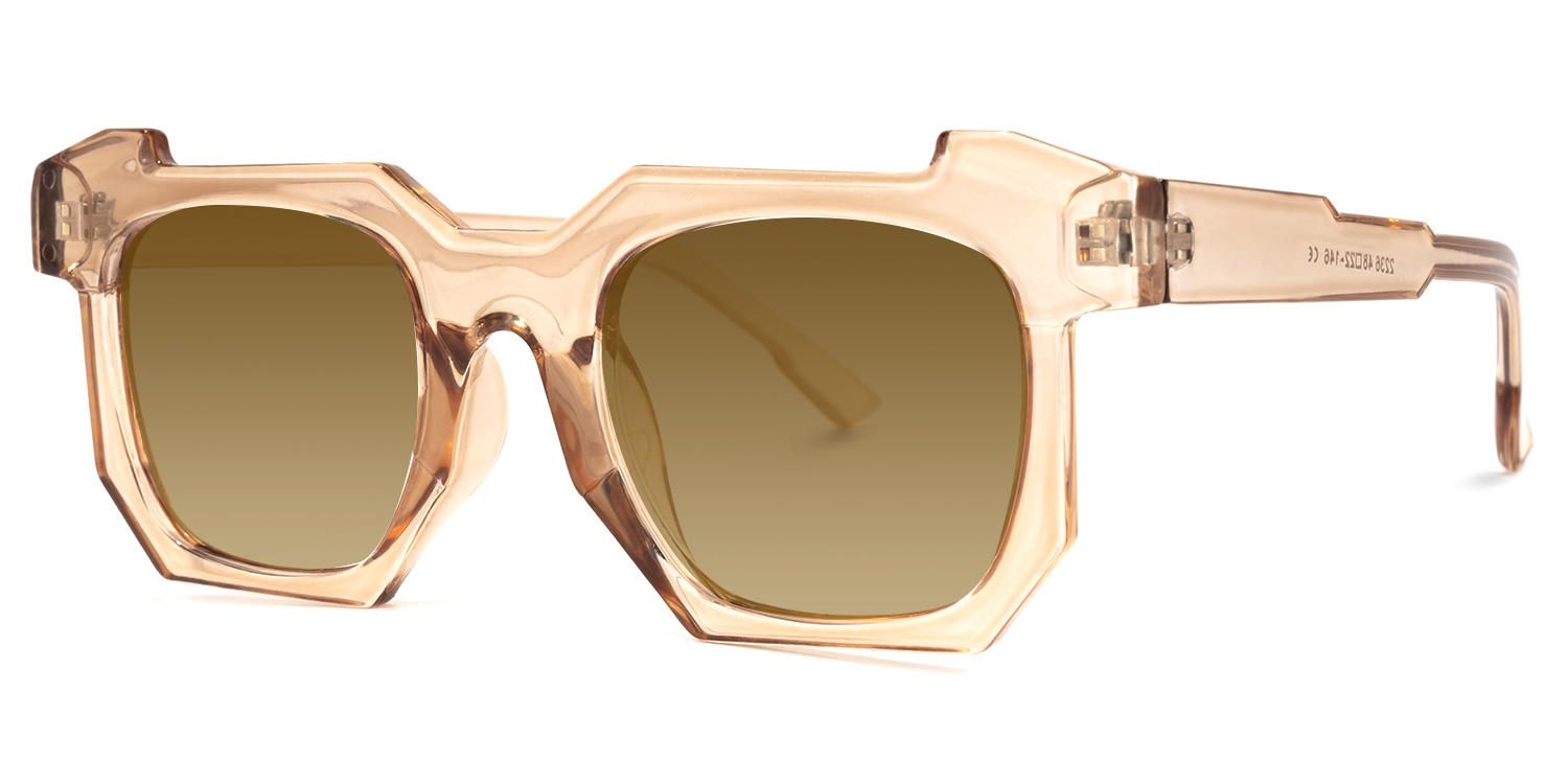 Geometric Champagne Sunglasses | Vooglam.com Front View
