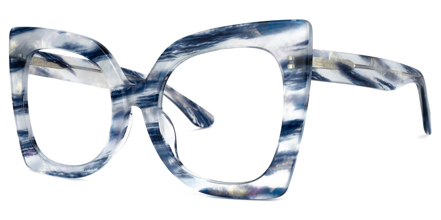 Butterfly Blue/White Eyeglasses | Vooglam.com Front View
