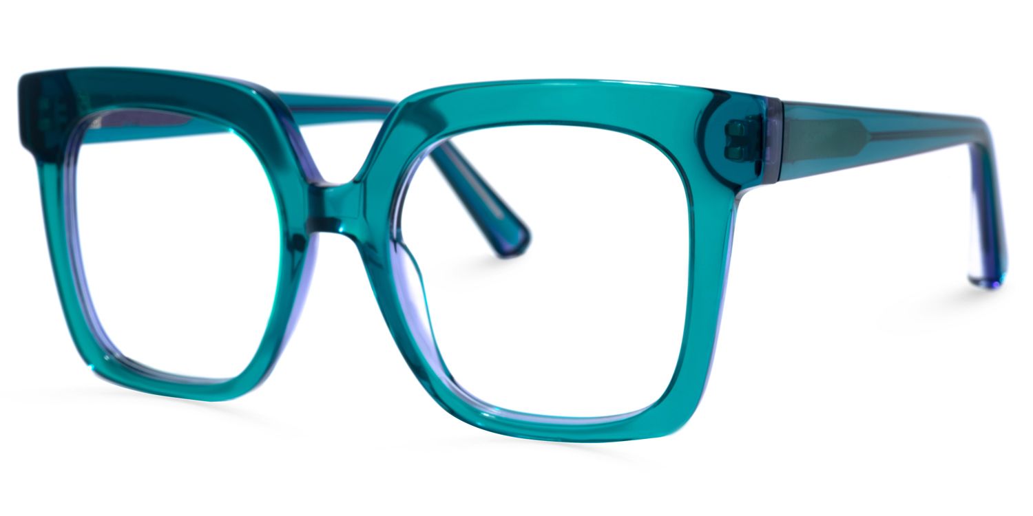 Square Blue Eyeglasses | Vooglam.com Front View