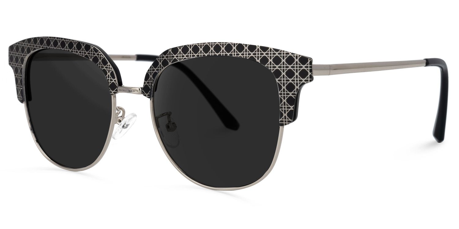 Browline Black Sunglasses | Vooglam.com Front View