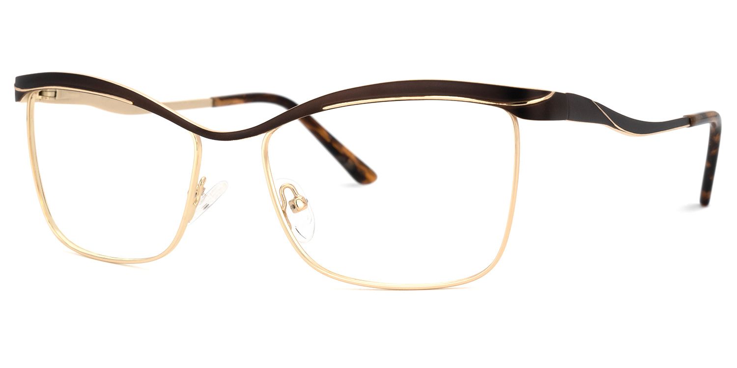 Browline Gold Eyeglasses | Vooglam.com Front View