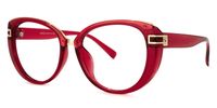 Bessie - Oval Wine/Red Eyeglasses | Vooglam Front View