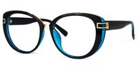Bessie - Bold Oval Dark Blue Eyeglasses | Vooglam Front View