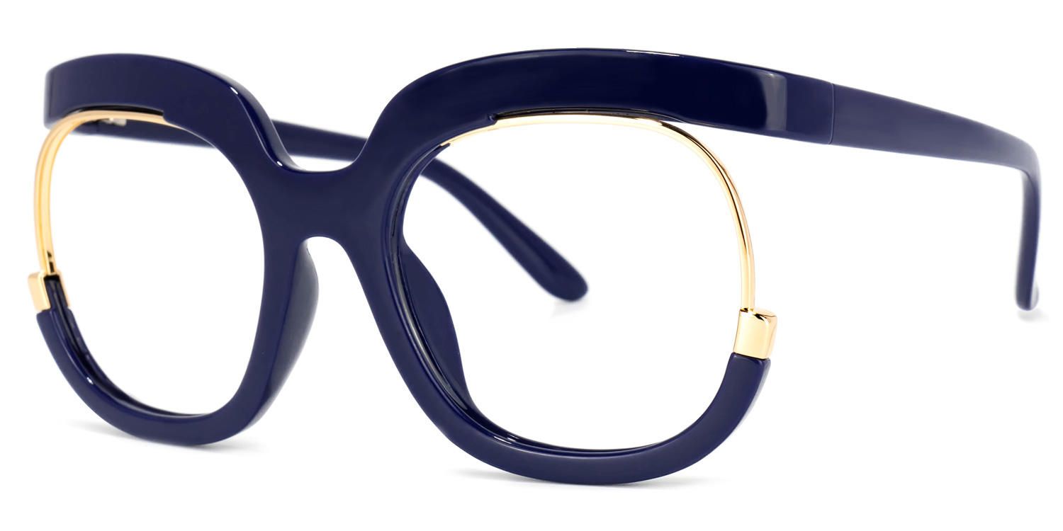 Fredia - Dark Blue Avant-Garde Frame Glasses | Vooglam Front View