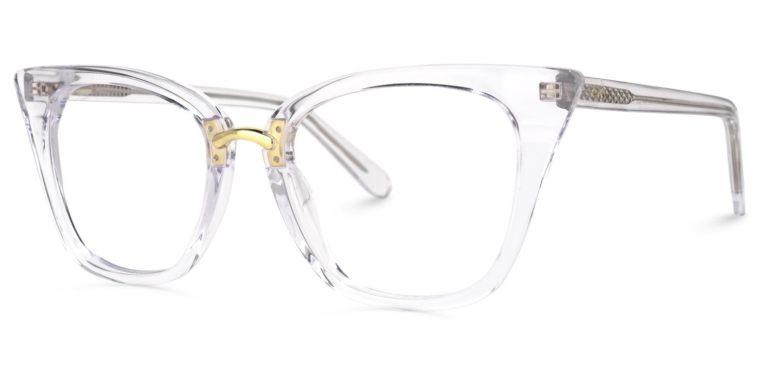 Tallulah - Crystal Clear Cat Eye Glasses | Vooglam Front View