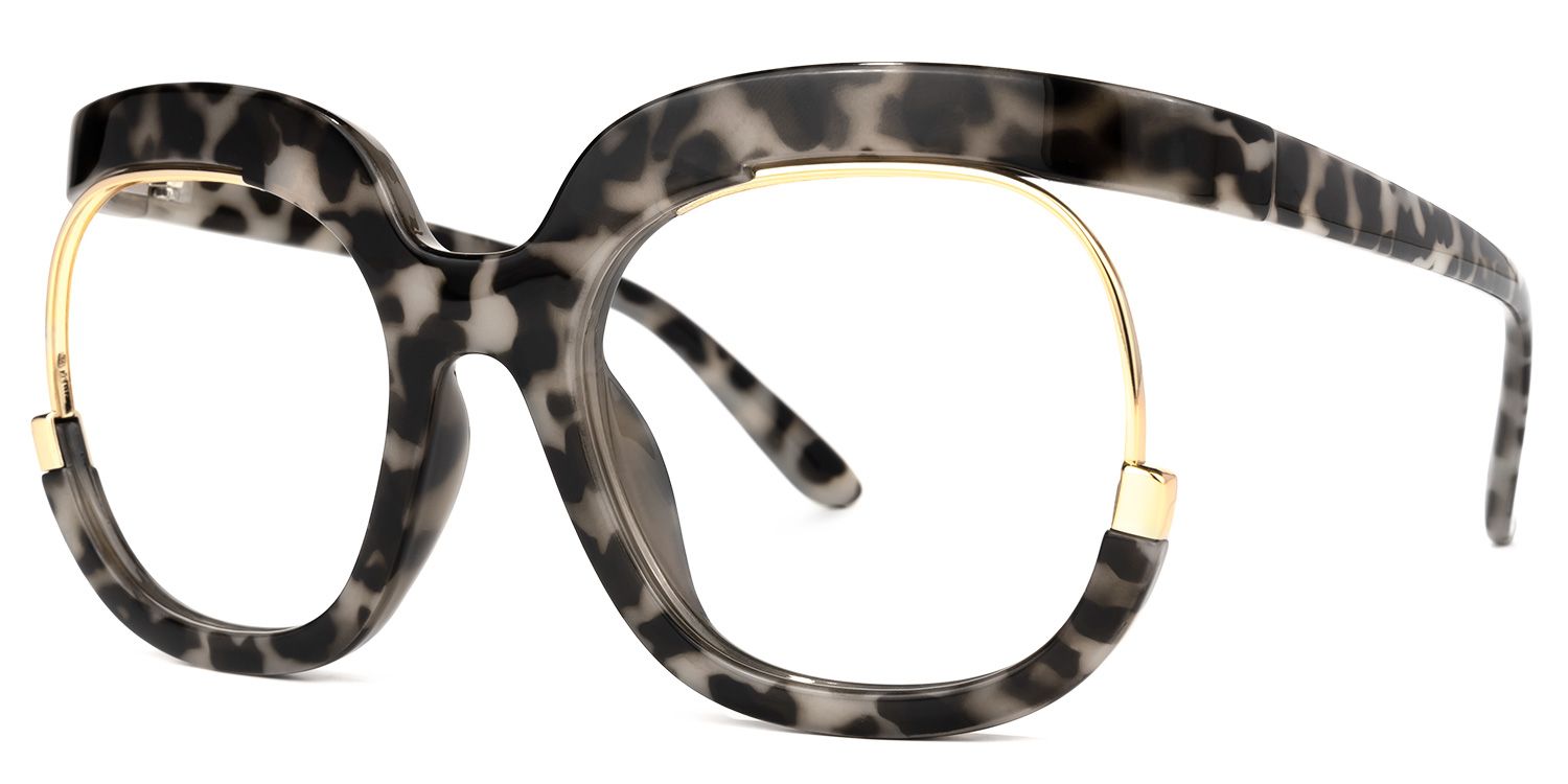 Fredia - Leopard Print Glasses with Gold Detail | Vooglam Front View