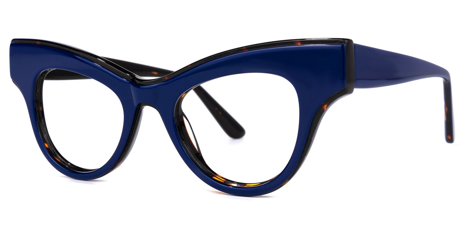 Bostick - Cat Eye Blue Eyeglasses | Vooglam Front View
