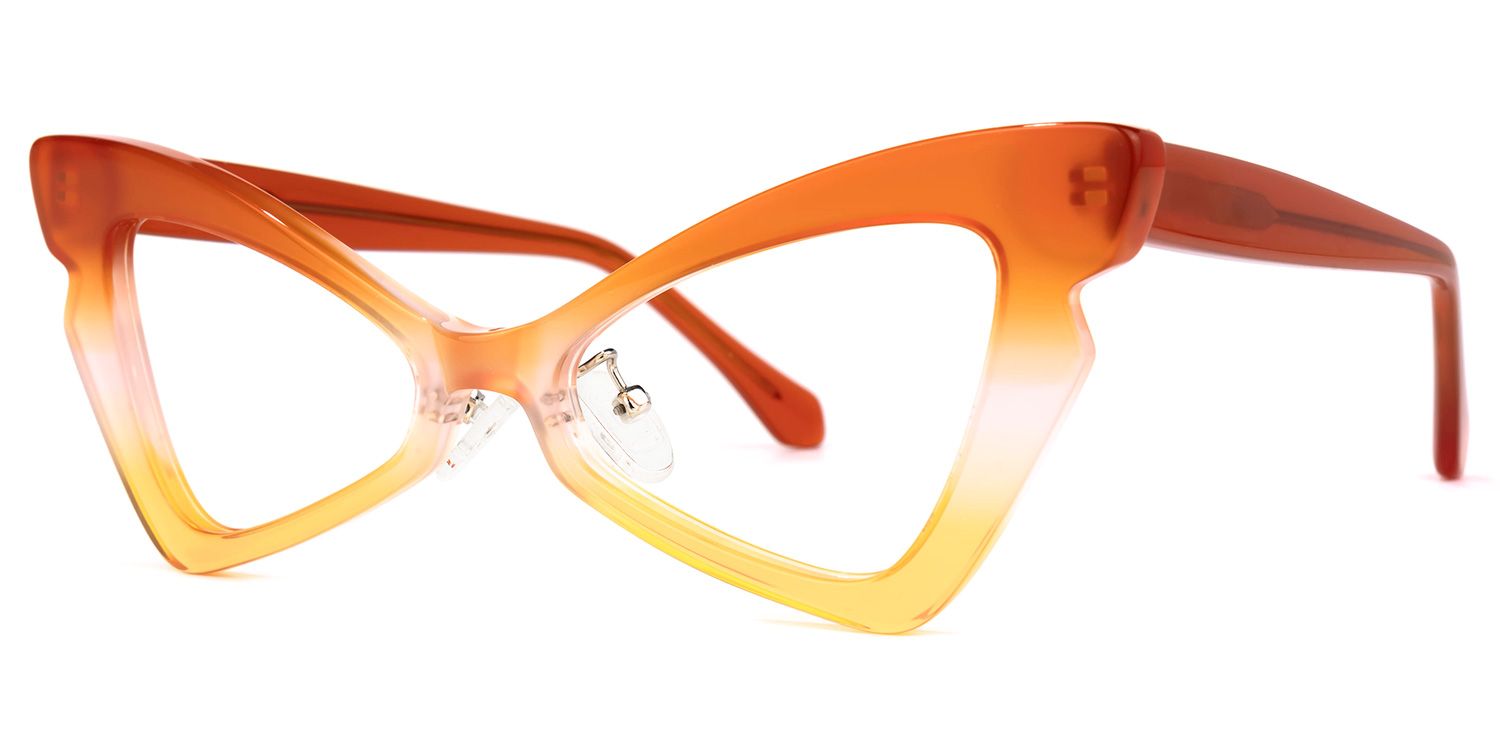 Immy - Geometric Orange Eyeglasses | Vooglam Front View