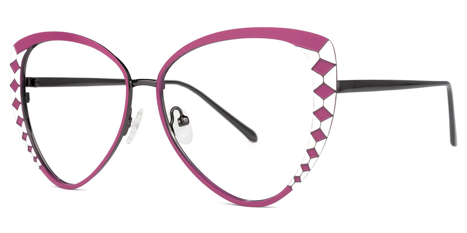Tristan - Geometric Pink Eyeglasses | Vooglam Front View