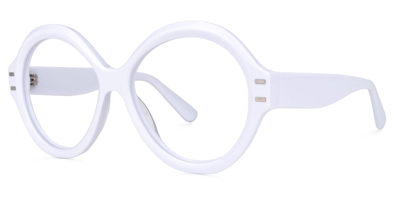 Round White Eyeglasses | Vooglam.com Front View