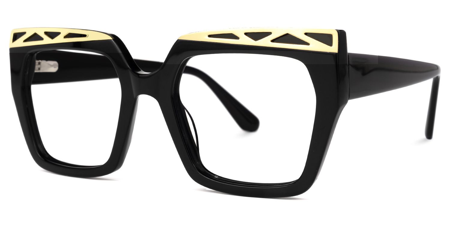 Fabianne - Square Black Eyeglasses | Vooglam Front View
