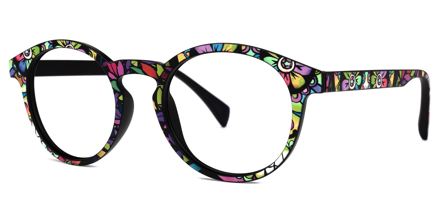 Minnie - Round Floral Eyeglasses│Vooglam Front View