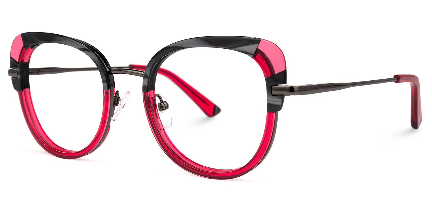 Sherrod - Round Red Eyeglasses | Vooglam Front View