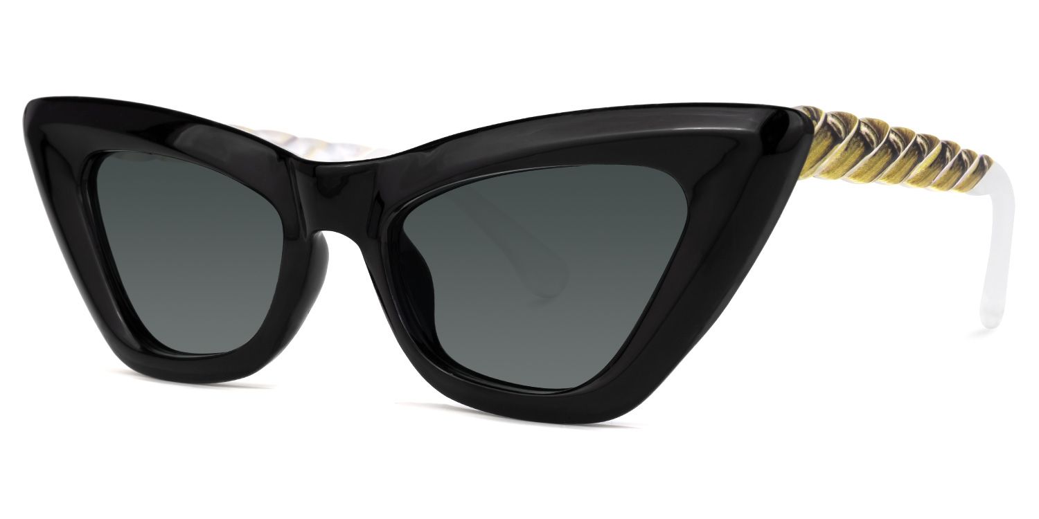 Jeanette - Cat Eye Black Sunglasses | Vooglam Front View