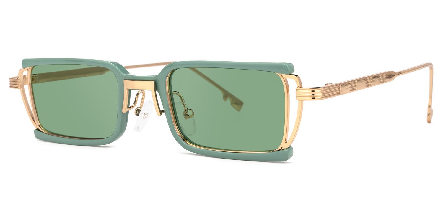 Sevilla - Rectangle Green Sunglasses | Vooglam Front View