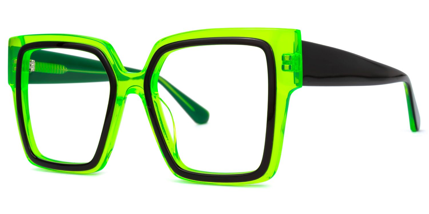 Huffman - Square Green Eyeglasses | Vooglam Front View