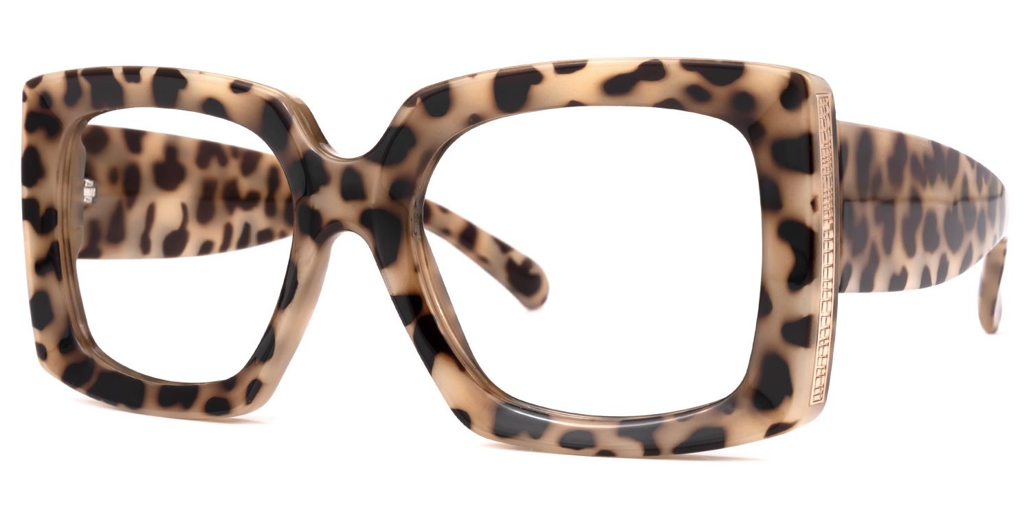 Borislav - Bold Animal Print Square Frame Glasses | Vooglam Front View