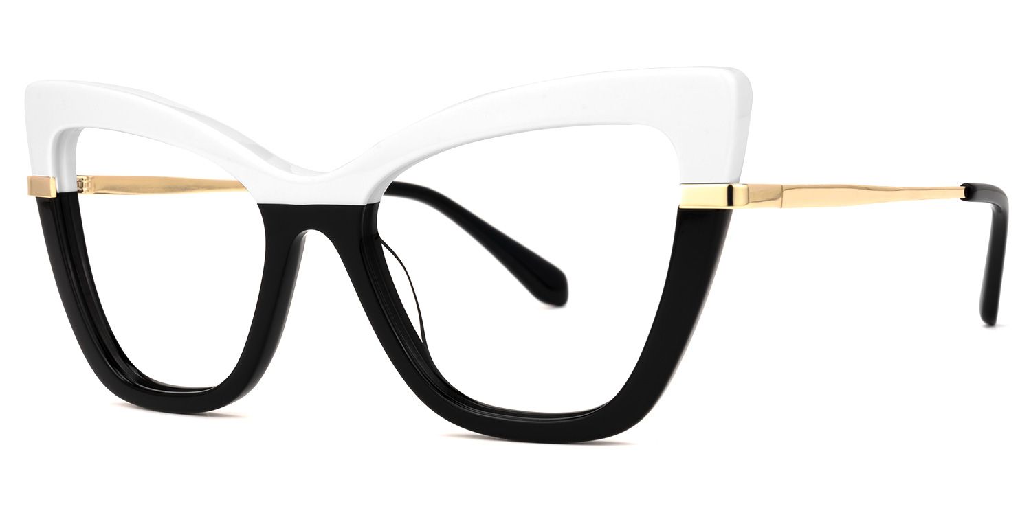 Lunsford - Cat Eye White/Black Two-tone Eyeglasses | Vooglam Front View