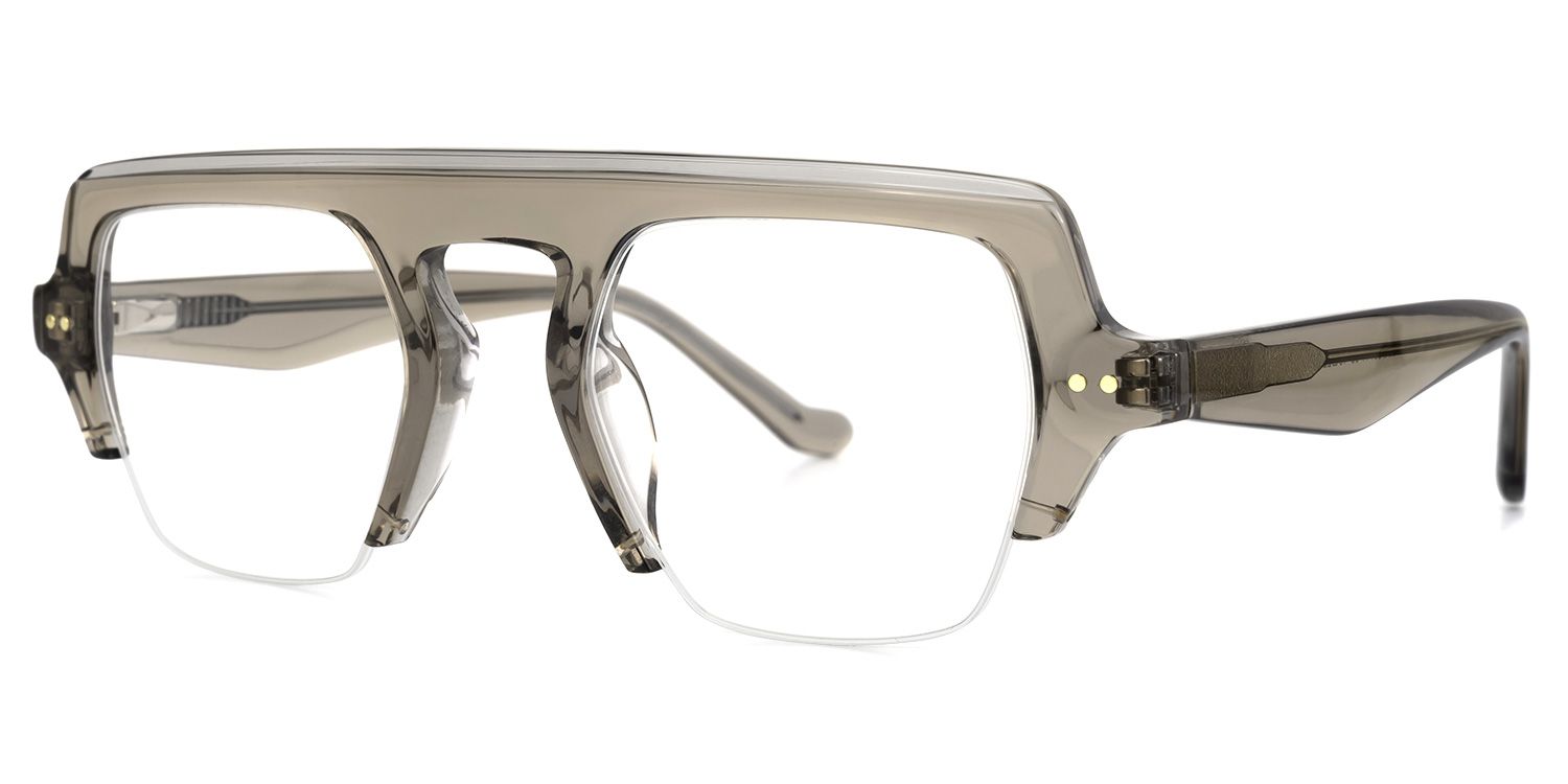 Janette - Aviator Grey Eyeglasses | Vooglam Front View
