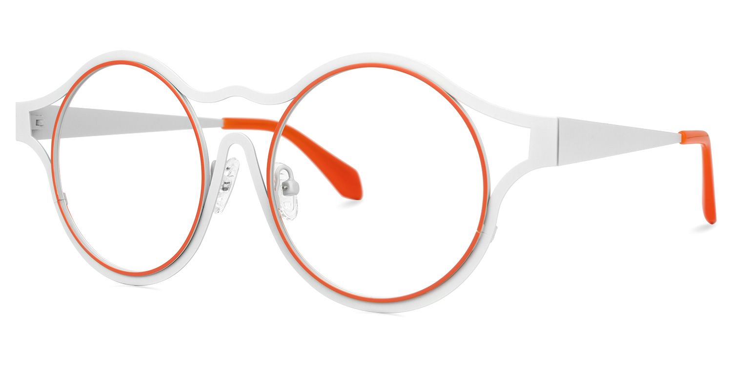 Ailin - Round White Eyeglasses | Vooglam Front View