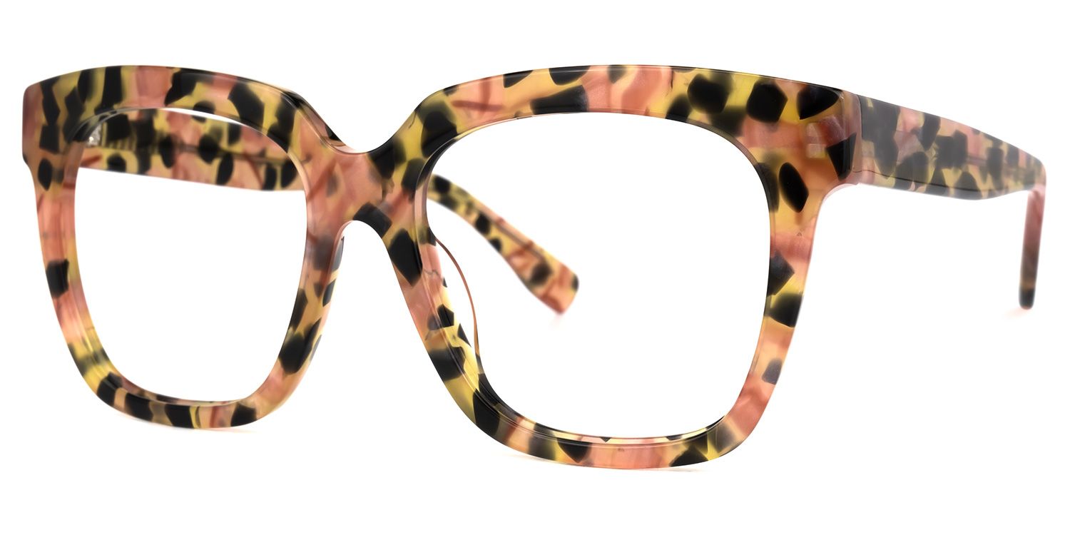Martha - Square Floral Eyeglasses | Vooglam Front View