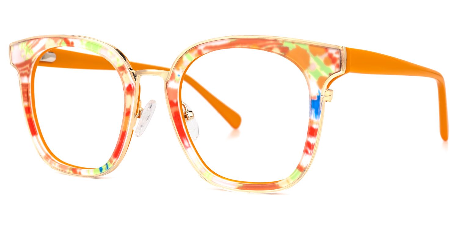 Aguilera - Square Orange Eyeglasses | Vooglam Front View