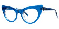Debra - Cat Eye Blue Eyeglasses | Vooglam Front View