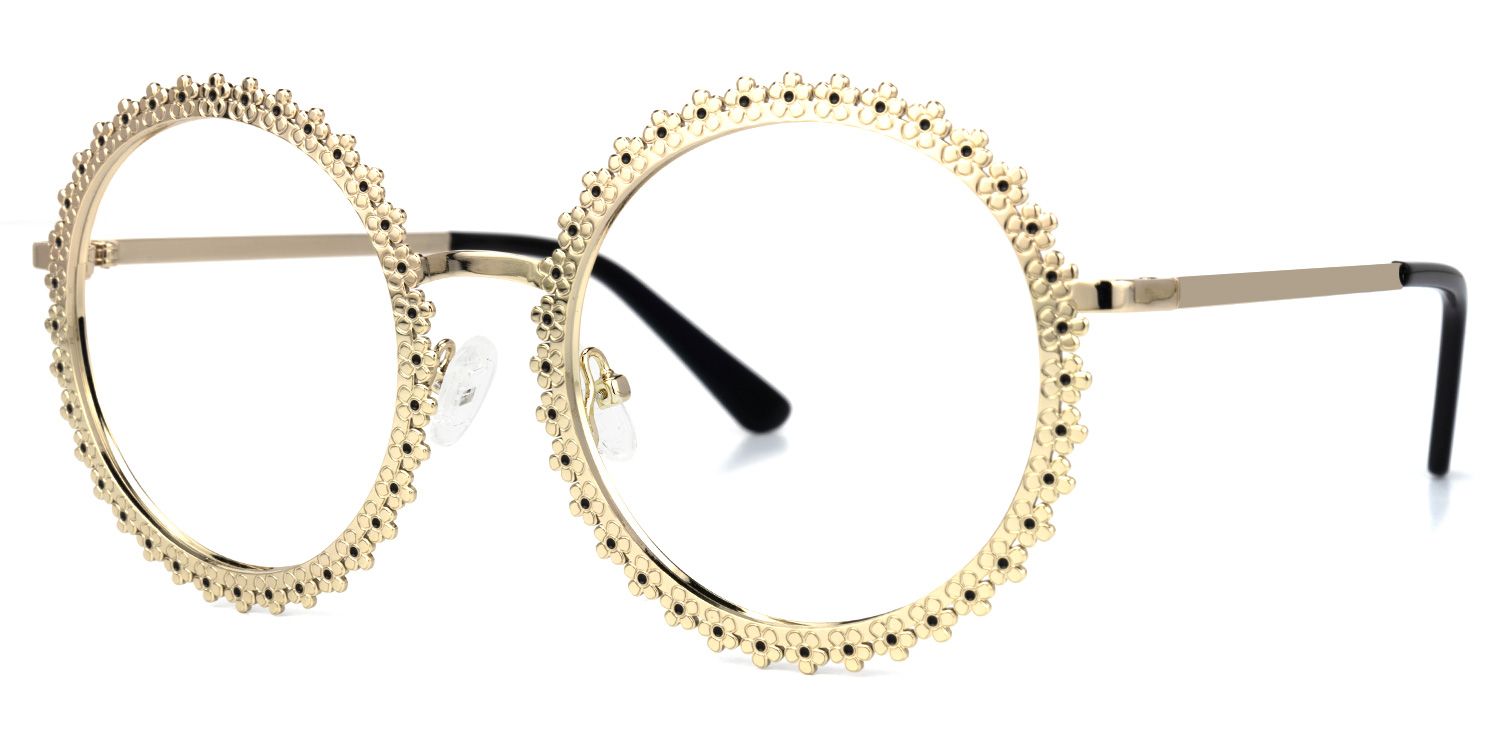 Ocana - Round Gold Eyeglasses | Vooglam Front View