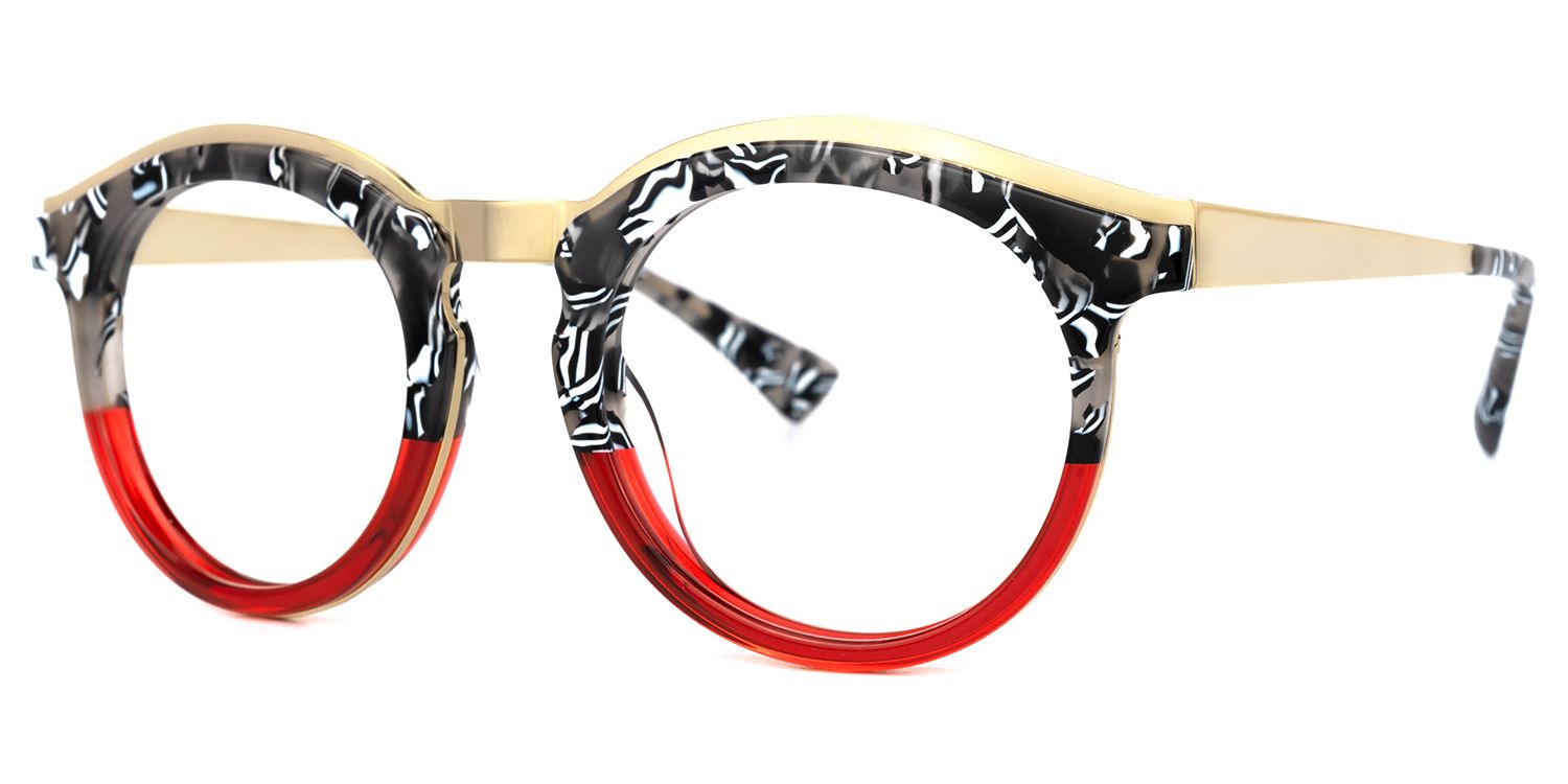 Vianney - Round Red Two-tone Eyeglasses | Vooglam Front View