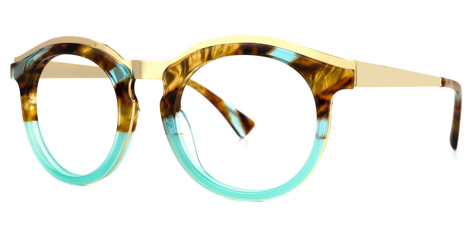 Vianney - Round Blue Two-tone Eyeglasses | Vooglam Front View