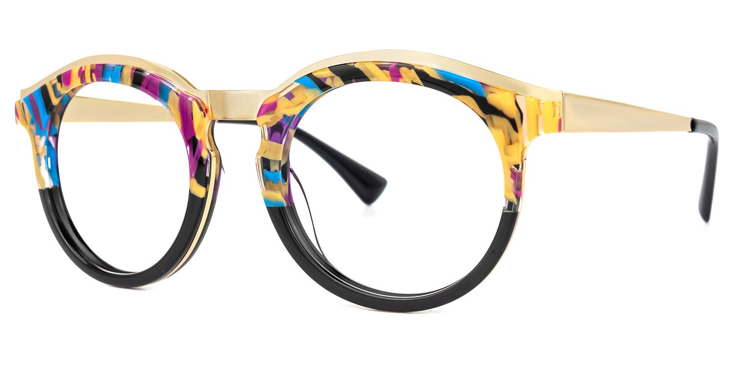 Vianney - Round Black Two-tone Eyeglasses | Vooglam Front View