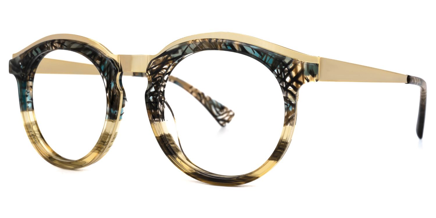 Vianney - Round Brown Two-tone Eyeglasses | Vooglam Front View