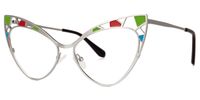 Idaliz - Cat Eye Silver Eyeglasses | Vooglam Front View