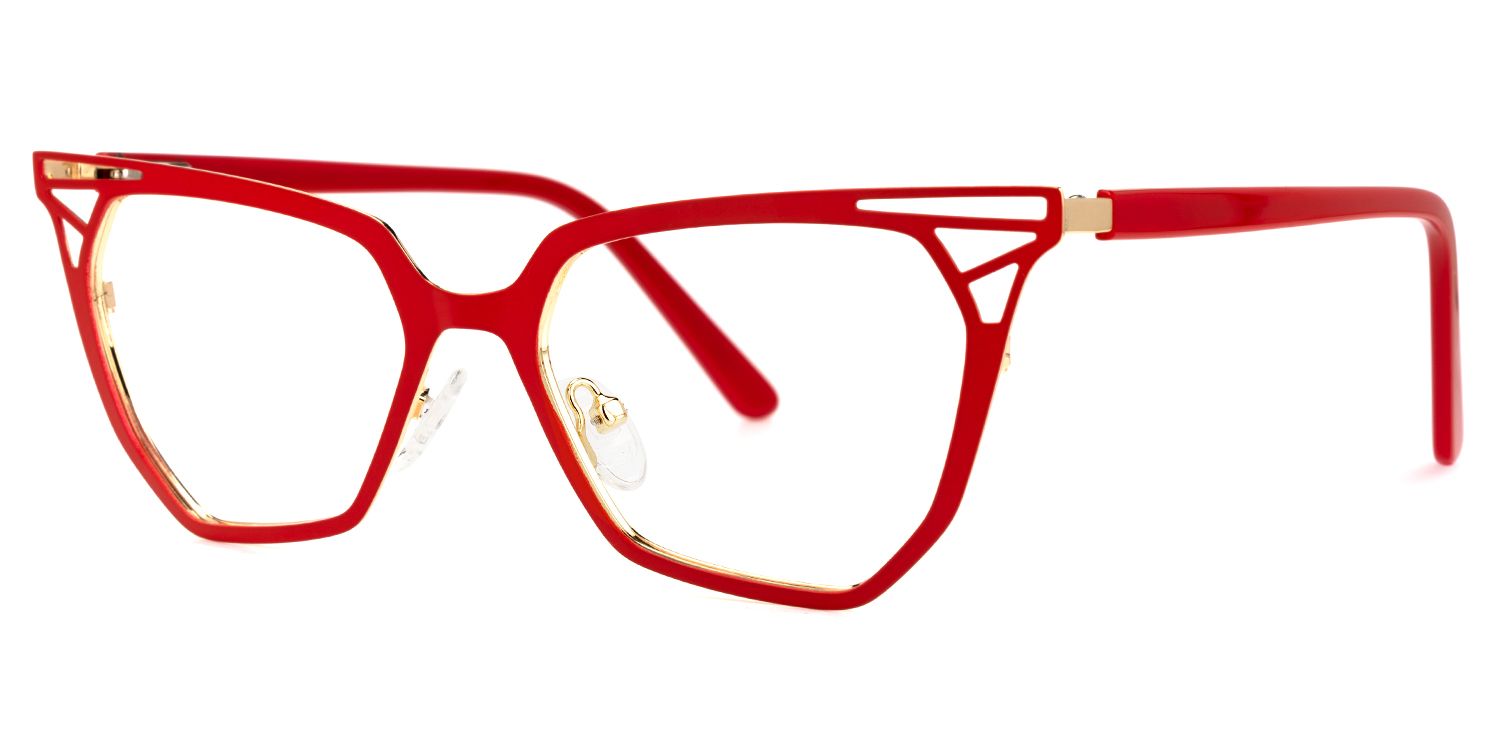 Prianti - Cat Eye Red Eyeglasses | Vooglam Front View