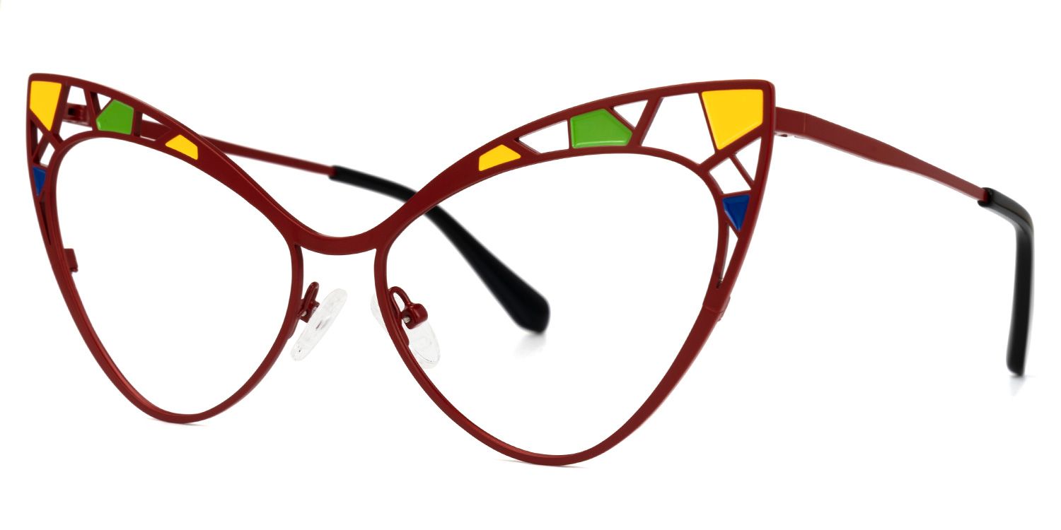 Idaliz - Cat Eye Red Eyeglasses | Vooglam Front View