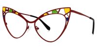 Idaliz - Cat Eye Red Eyeglasses | Vooglam Front View