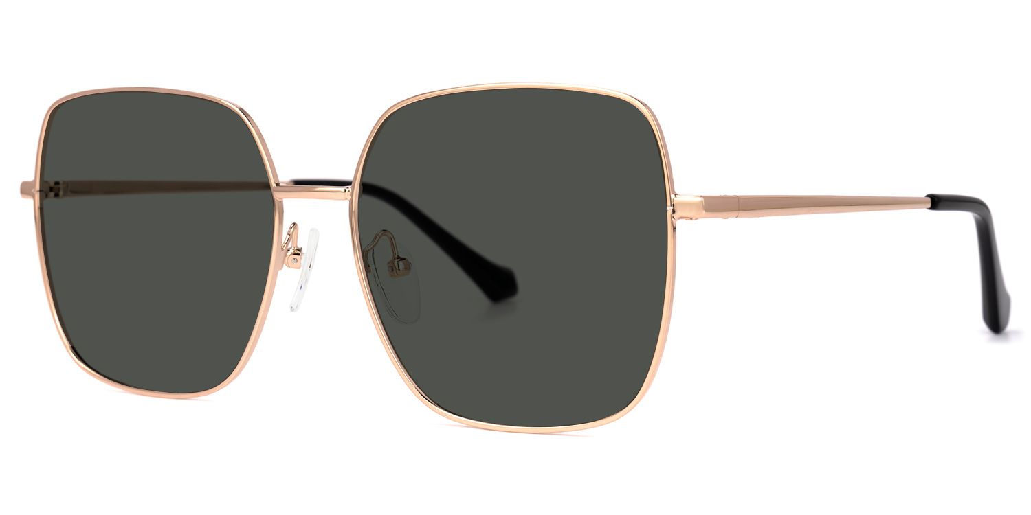 Aamina - Square Gold Sunglasses | Vooglam Front View