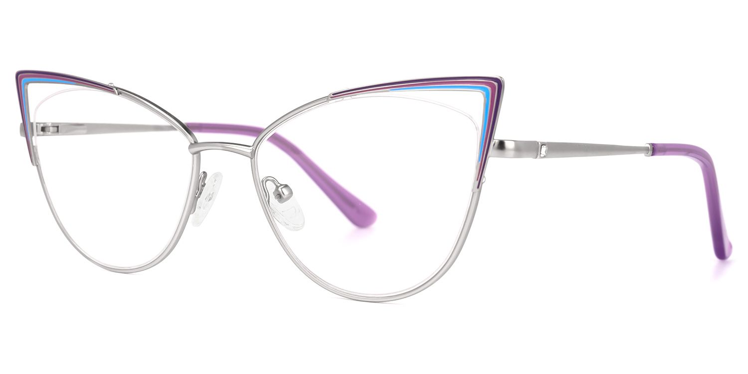 Abarne - Cat Eye Purple Eyeglasses | Vooglam Front View