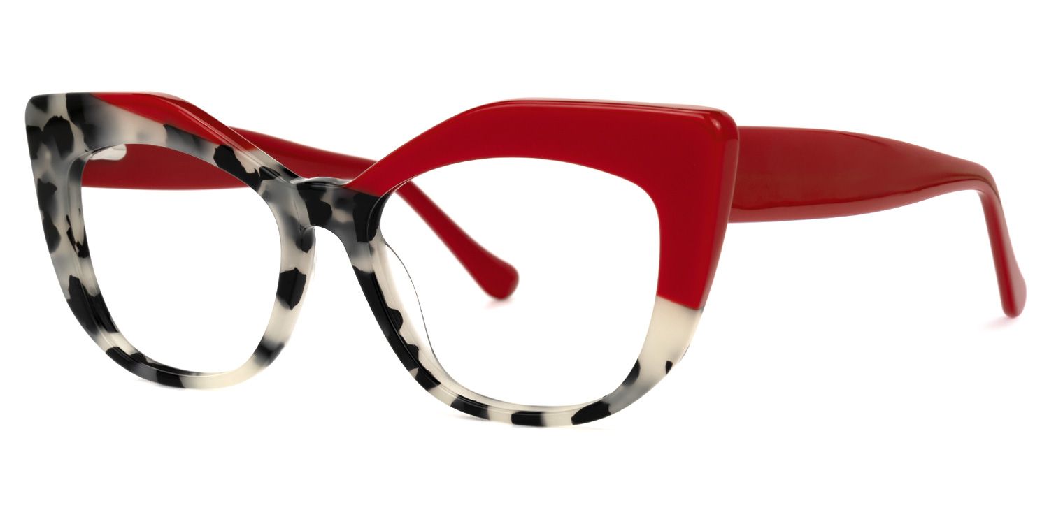 Marian - Geometric Red Eyeglasses | Vooglam Front View