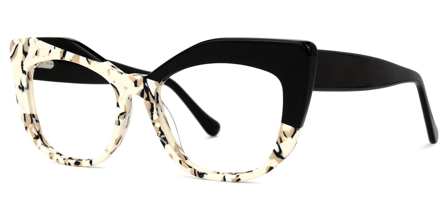 Marian - Geometric Black Eyeglasses | Vooglam Front View