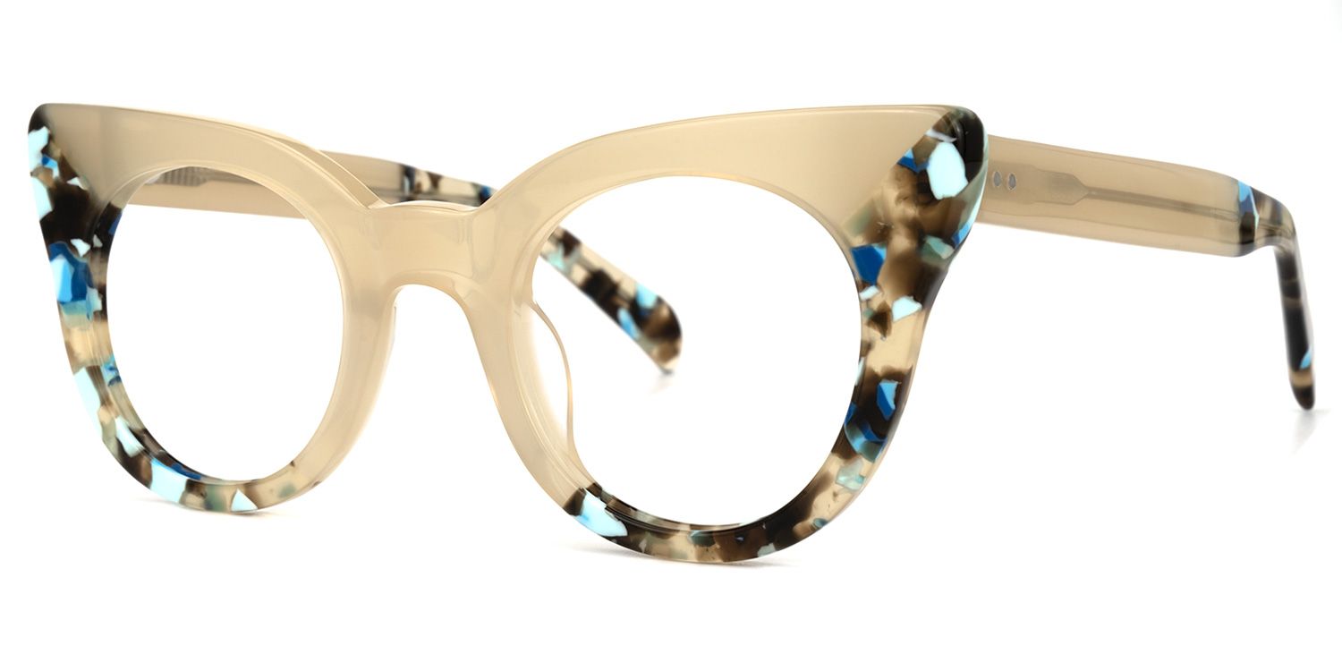 Geraldine - Cat Eye Brown Eyeglasses by Vooglam - Front View