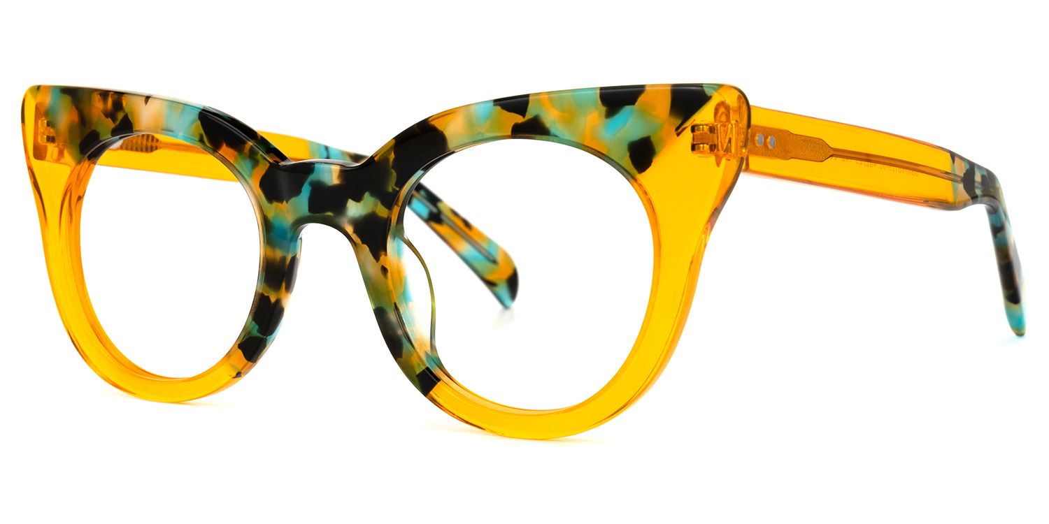 Geraldine - Cat Eye Yellow Eyeglasses | Vooglam Front View