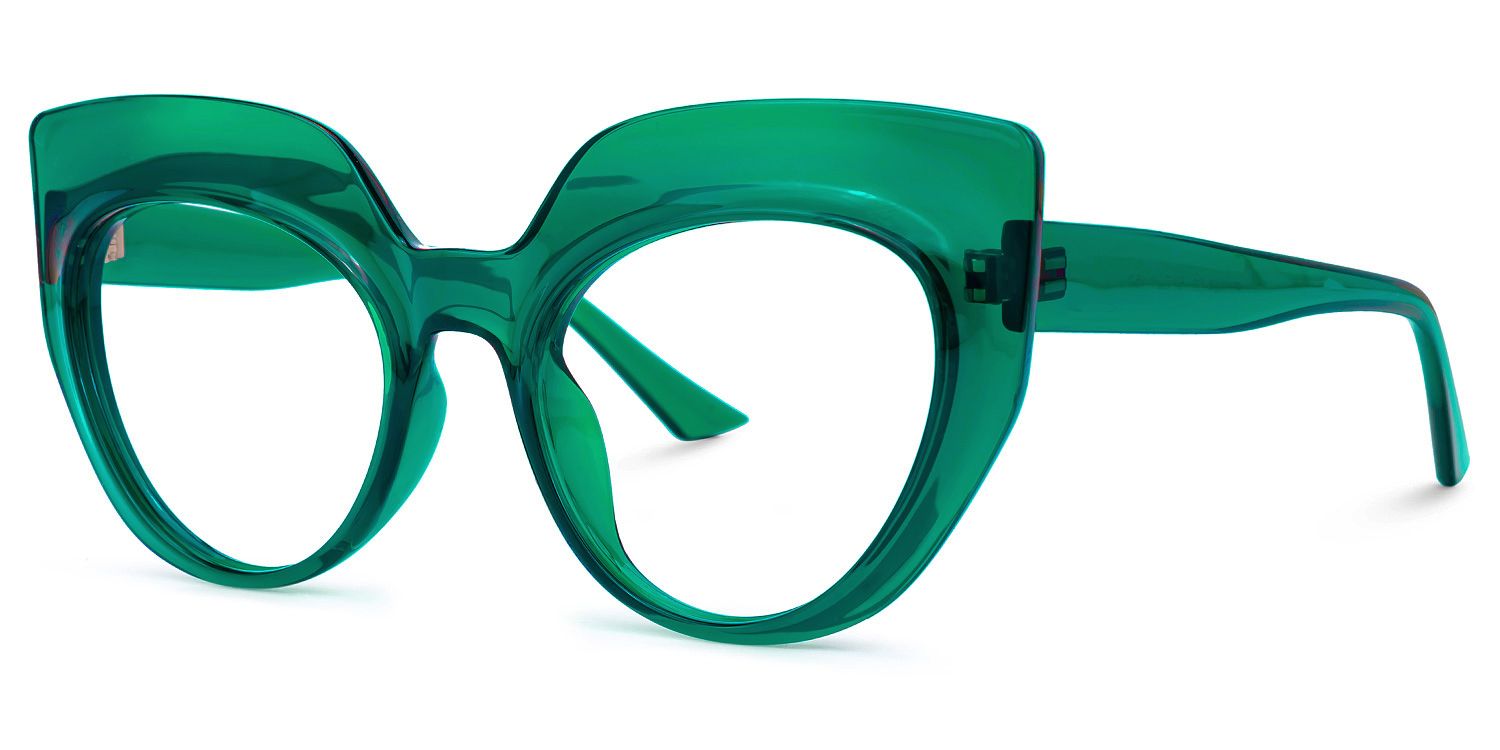 Cat Eye Green Eyeglasses | Vooglam.com Front View
