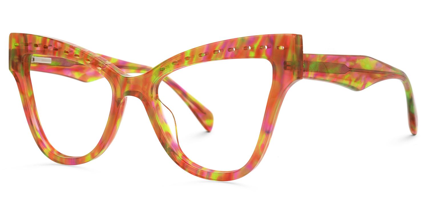 Adamaris - Cat Eye Red/Floral Eyeglasses | Vooglam Front View