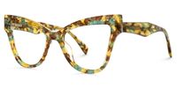 Adamaris - Cat Eye Yellow/Floral Eyeglasses | Vooglam Front View