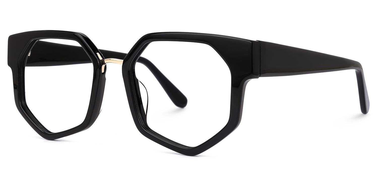 Cornelius - Geometric Black Eyeglasses by Vooglam - Front View
